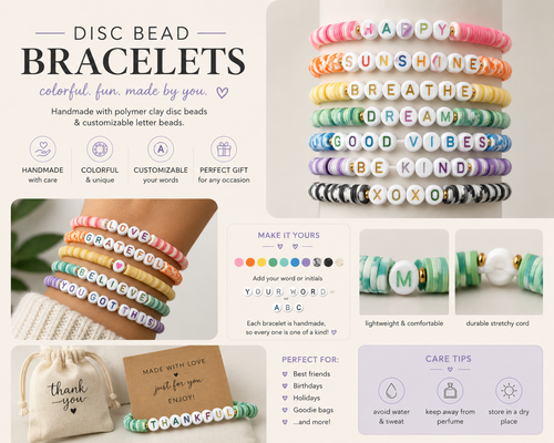 Custom Personalized Disc Bead Bracelet