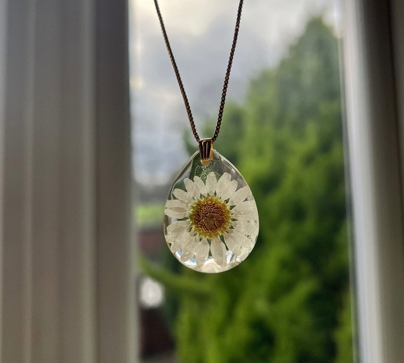 Real daisy flower necklace